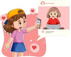 Children browsing social media vector