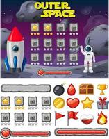 Space game background template and elements vector