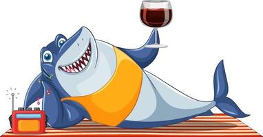 Smiling shark cartoon character vector