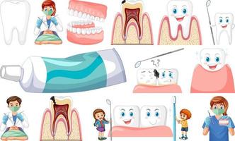 conjunto de elementos de cuidado dental vector