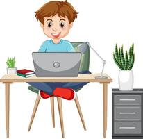 A man browsing internet on laptop vector