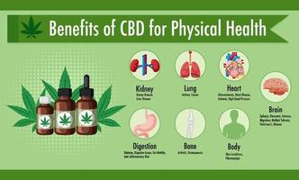 Benefits of CBD for physical health diagram vector