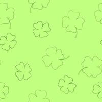 four leaf clover seamless pattern. st patricks day symbol. illustration hand drawn in doodle line art style vector