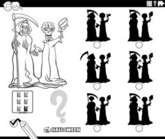 shadows game with cartoon grim reaper coloring page vector