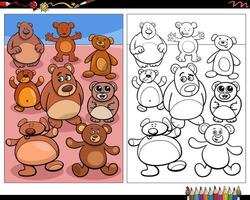 Página para colorear de personajes de osos de peluche de dibujos animados lindo vector