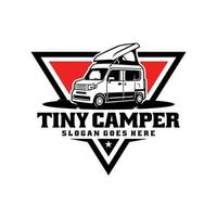 Mini camper van illustration emblem logo vector