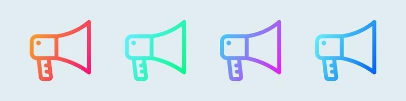 Megaphone line icon in gradient colors. Loudspeaker sign vector illustration.