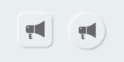 Megaphone solid icon in neomorphic design style. Loudspeaker sign vector illustration.