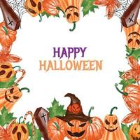 Watercolor Rectangle Frame  Halloween Party day vector