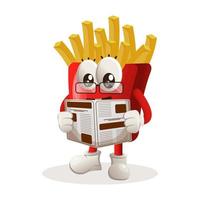 Cute french fries mascot read newspapers vector