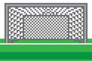 Pixel art soccer goal field vector