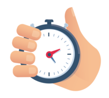 hand holding a stopwatch timer png