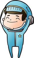 astronauta de dibujos animados feliz vector