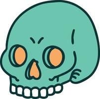 imagen icónica de estilo tatuaje de una calavera vector