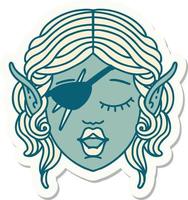 sticker of a elf rogue character face vector