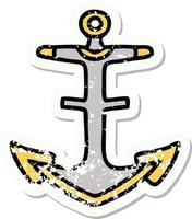 distressed sticker tattoo in traditional style of an anchor vector