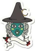 sticker of a half orc witch character face vector