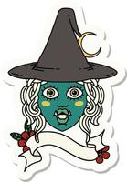 sticker of a half orc witch character face vector