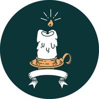 icon of a tattoo style spooky melting candle vector