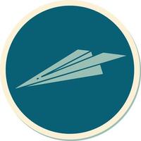 sticker of tattoo in traditional style of a paper airplane vector