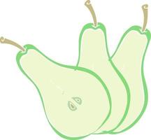 ilustración de color plano de pera en rodajas vector