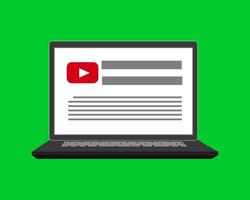 September 2022, jakarta indonesia, vector illustration of a laptop with a monitor showing a graphic youtube webside display, youtube logo, with green background