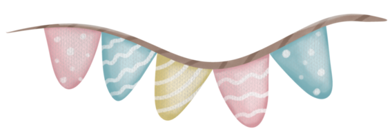 Birthday party flag watercolor hand draw png