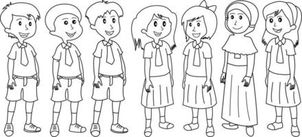 vector image of school boy and girl.