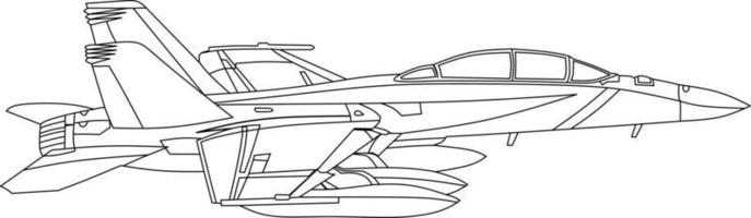 vector image of a fighter plane for coloring book