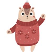 Funny animal in knitted sweater and hat png