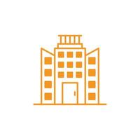 eps10 orange vector office or Townhall building icon isolated on white background. Apartment or Architecture symbol in a simple flat trendy modern style for your website design, logo, and mobile app