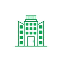 eps10 green vector office or Townhall building icon isolated on white background. Apartment or Architecture symbol in a simple flat trendy modern style for your website design, logo, and mobile app