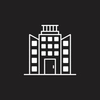 eps10 oficina de vector blanco o edificio del ayuntamiento icono aislado sobre fondo negro. símbolo de apartamento o arquitectura en un estilo moderno y sencillo para el diseño de su sitio web, logotipo y aplicación móvil