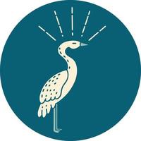 icon of a tattoo style standing stork vector