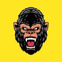 gorilla head mascot gaming logo illustration vector