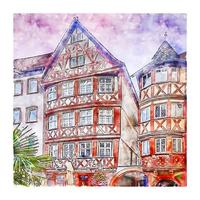 Wertheim Baden Wurttemberg Germany Watercolor sketch hand drawn illustration vector