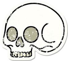 distressed sticker tattoo in traditional style of a skull vector