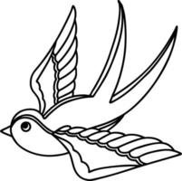 tattoo in black line style of a swallow vector
