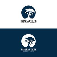 Bonsai logo design silhouette icon vector