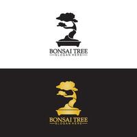 Bonsai logo design silhouette icon vector