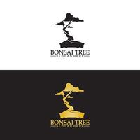 Bonsai logo design silhouette icon vector