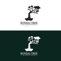 Bonsai logo design silhouette icon vector