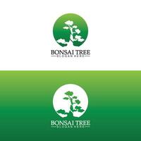 Bonsai logo design silhouette icon vector