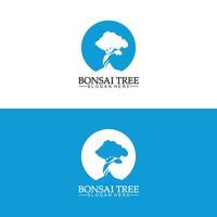 Bonsai logo design silhouette icon vector