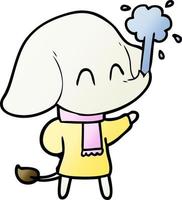 cute cartoon elephant spouting water vector