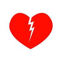 Red broken heart icon. Symbol of heartbreak, divorce, parting vector