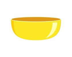 Cuenco de cerámica o plástico amarillo vacío aislado sobre fondo blanco. vajilla limpia para cereal, sopa o ensalada vector