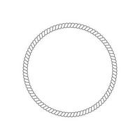 Circle rope frame for photo or picture in retro yacht style. Nautical design element for print and decoration. Maritime theme vector