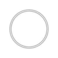 Circle rope frame for photo or picture in retro yacht style. Nautical design element for print and decoration. Maritime theme vector