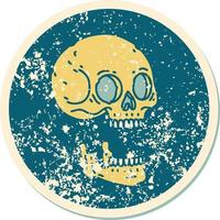 iconic distressed sticker tattoo style image of a skull vector